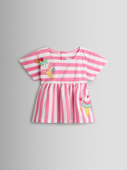 JoJo Maman Bébé Pink Ice cream Appliqué Peplum T-Shirt image 1