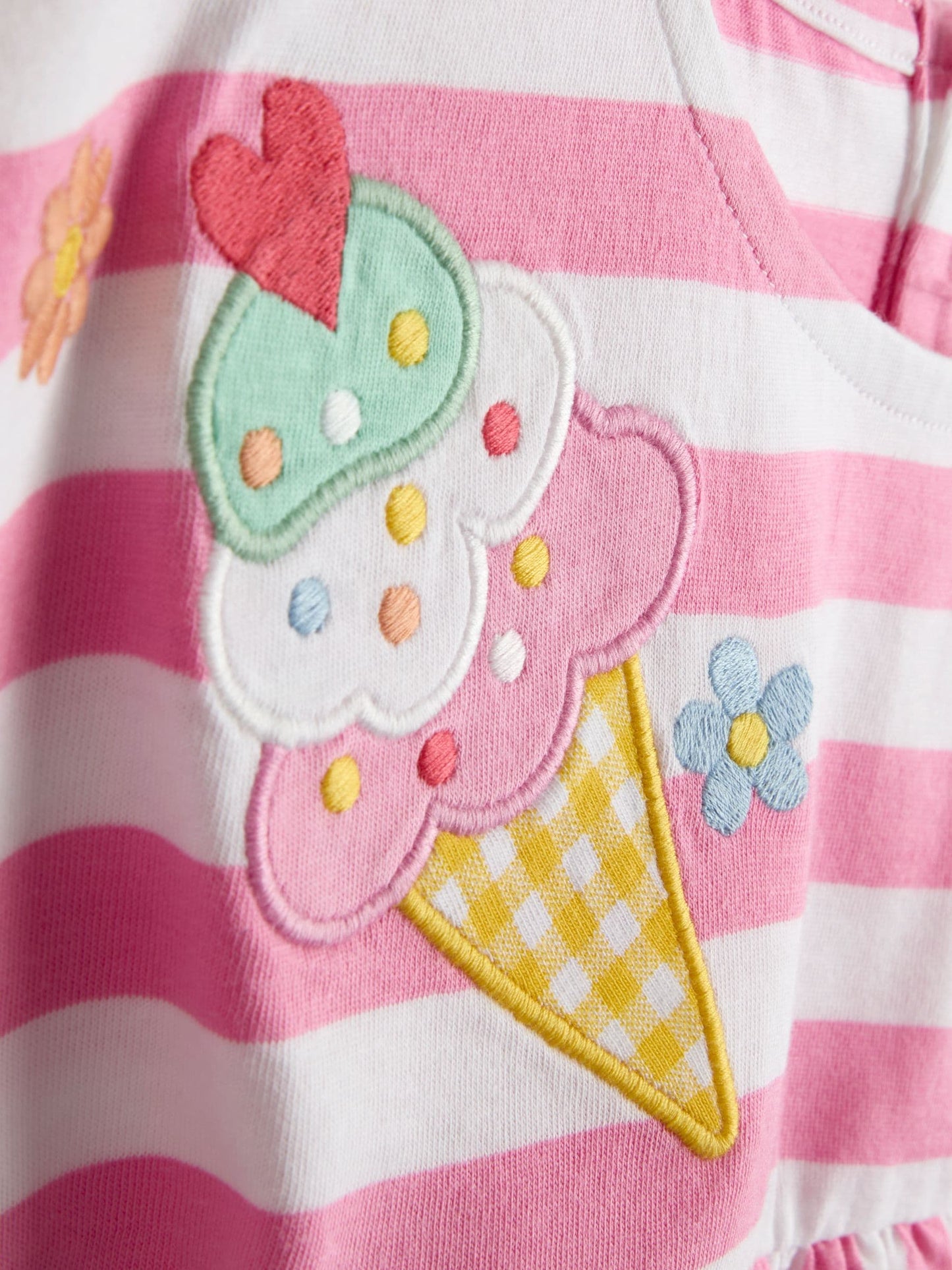 JoJo Maman Bébé Pink Ice cream Appliqué Peplum T-Shirt image 3