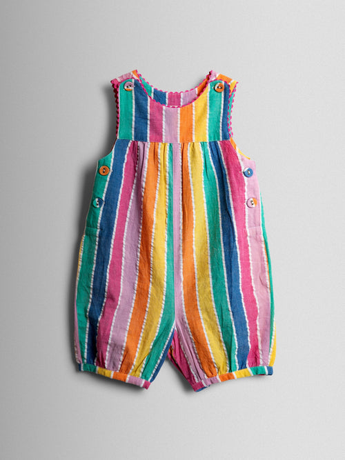 JoJo Maman Bébé Rainbow Multi Stripe Dungaree image 1