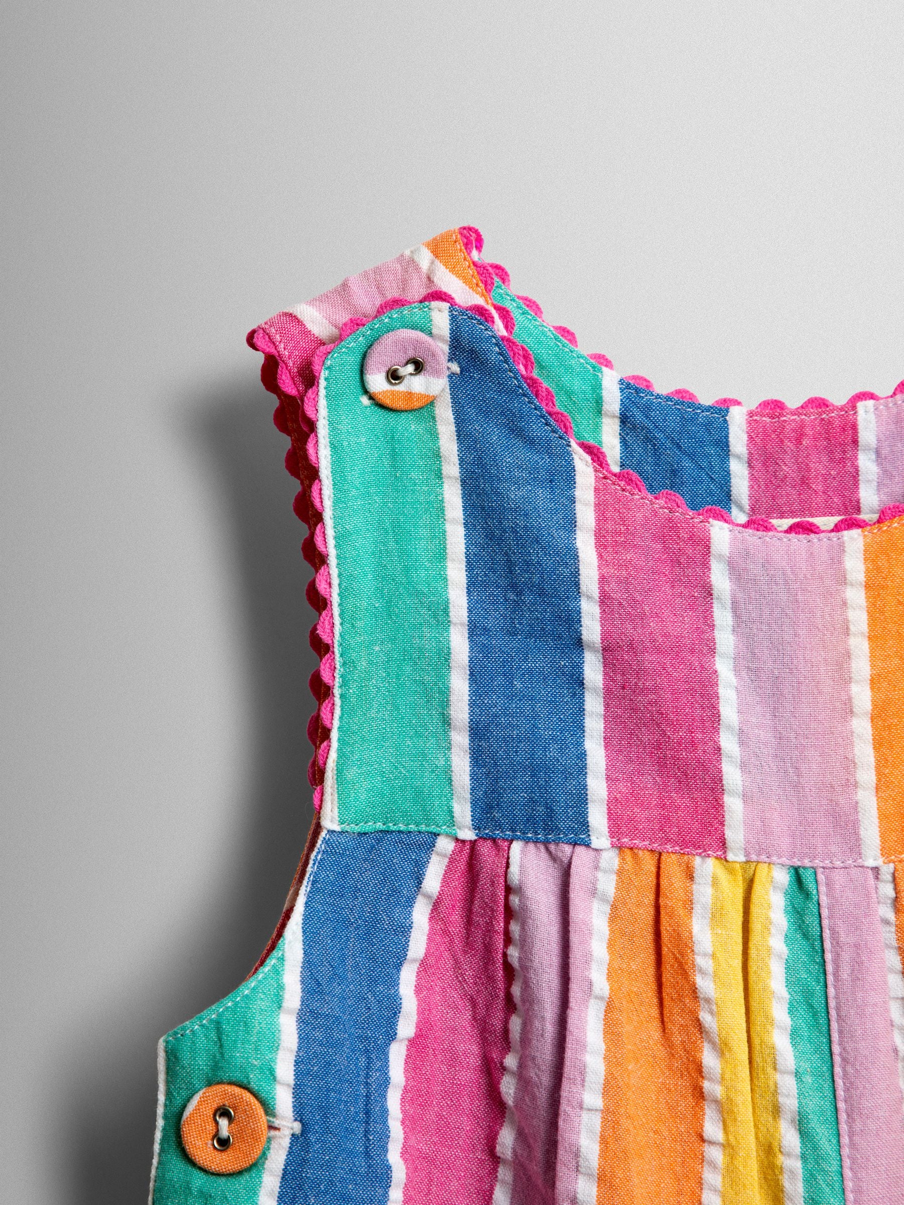 JoJo Maman Bébé Rainbow Multi Stripe Dungaree image 3