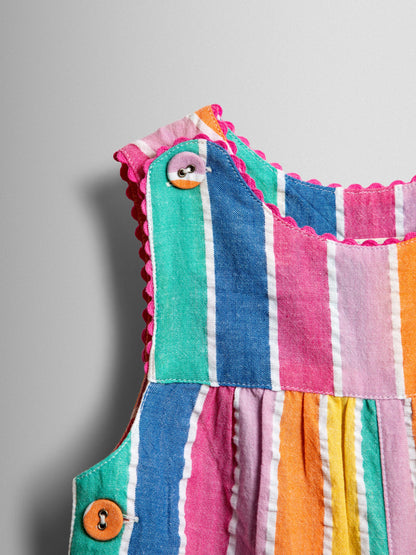 JoJo Maman Bébé Rainbow Multi Stripe Dungaree image 3