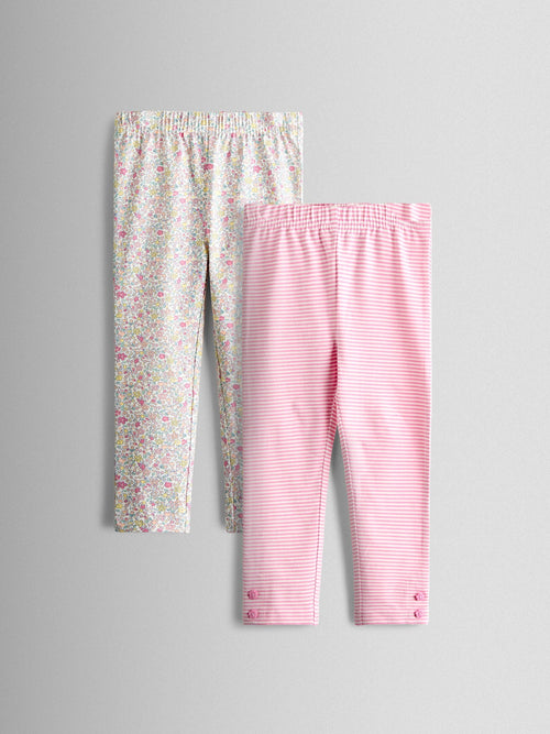 JoJo Maman Bébé Pink Ditsy 2-Pack Leggings image 1