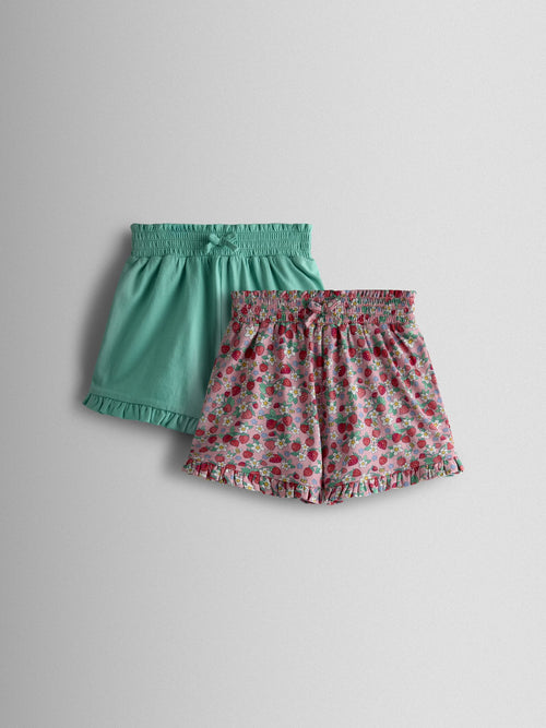 JoJo Maman Bébé Pink 2-Pack Frill Shorts image 1