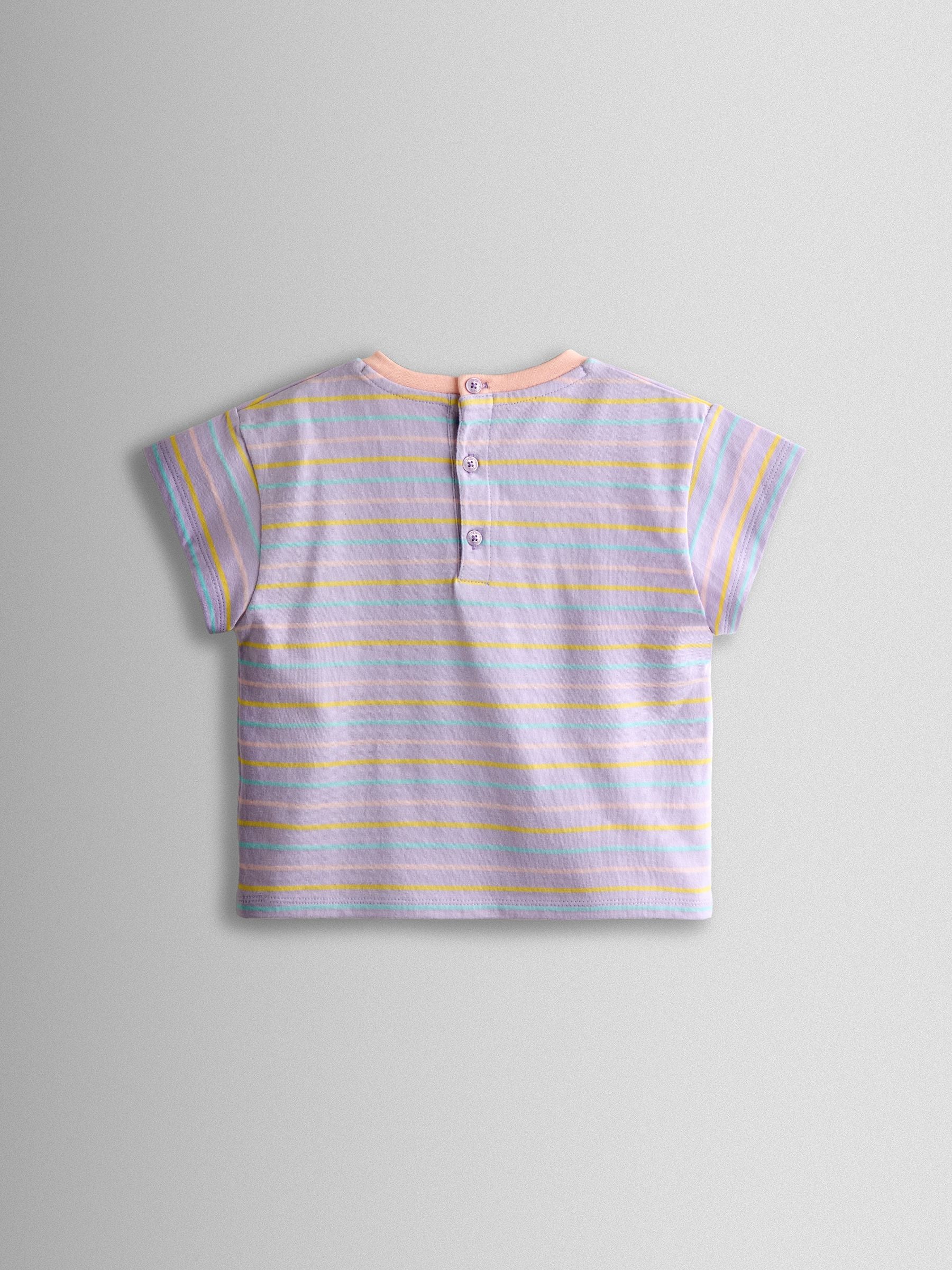 Dsiney Kidz - JoJo Maman Bébé Lilac Purple Unicorn Stripe Relaxed T-Shirt image 2