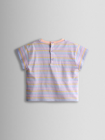 Dsiney Kidz - JoJo Maman Bébé Lilac Purple Unicorn Stripe Relaxed T-Shirt image 2
