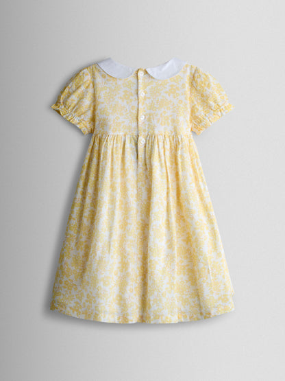 JoJo Maman Bébé Yellow Garden Floral Smocked Woven Dress image 3
