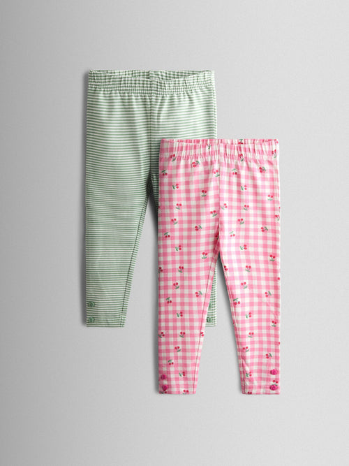 JoJo Maman Bébé Pink Cherry 2-Pack Leggings image 1