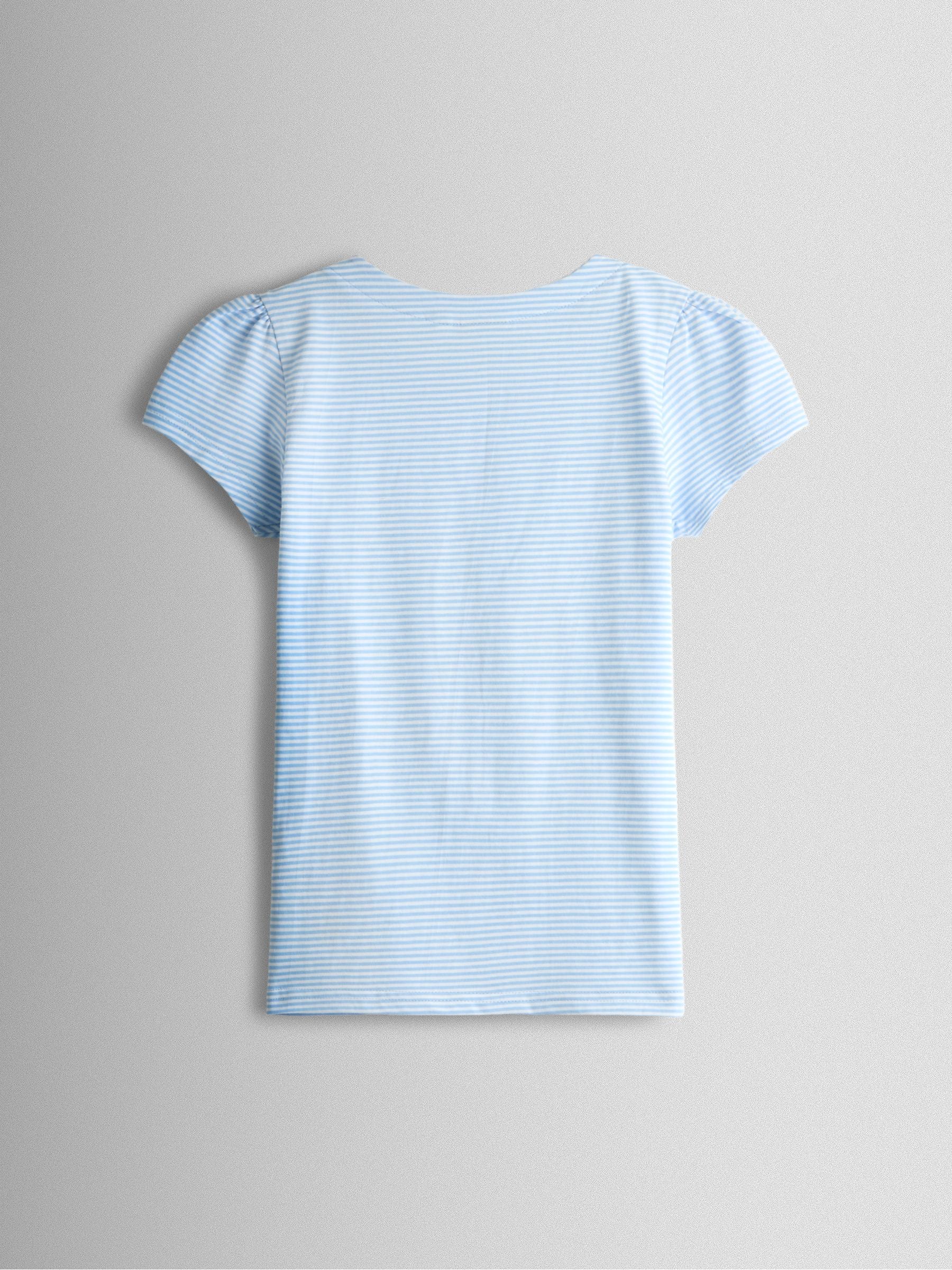 JoJo Maman Bébé Blue Mouse Picnic Appliqué Button Shoulder T-Shirt image 2