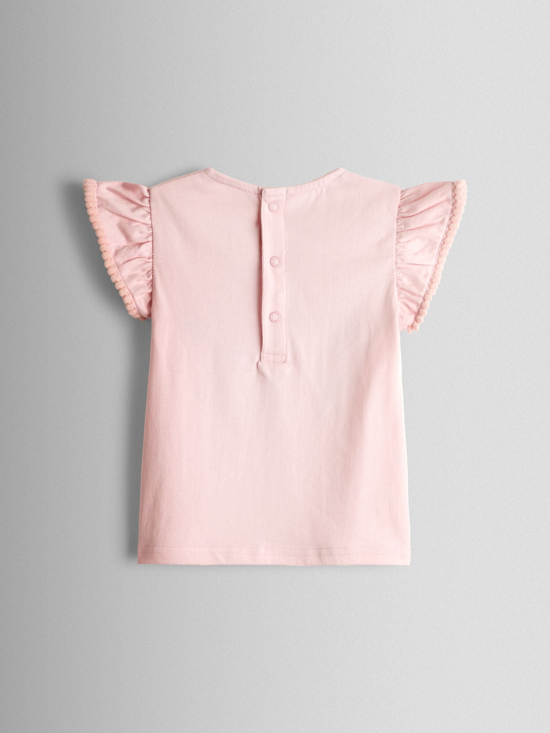 Dsiney Kidz - JoJo Maman Bébé Pink Ballerina Appliqué Frill Shoulder T-Shirt image 2