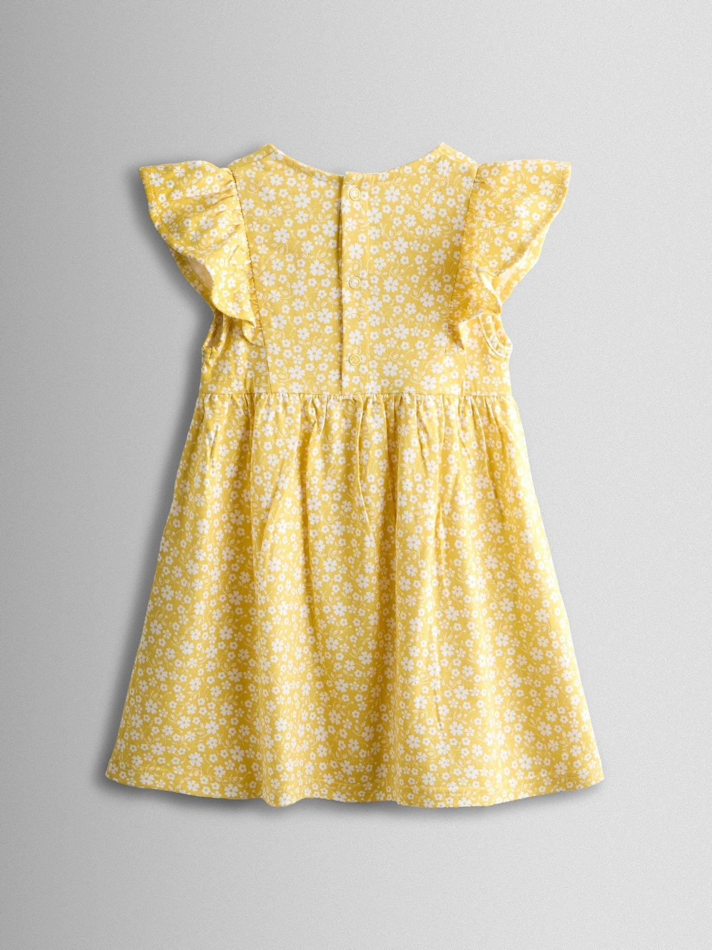 JoJo Maman Bébé Yellow Ditsy Floral Ruffle Sleeve Dress image 2