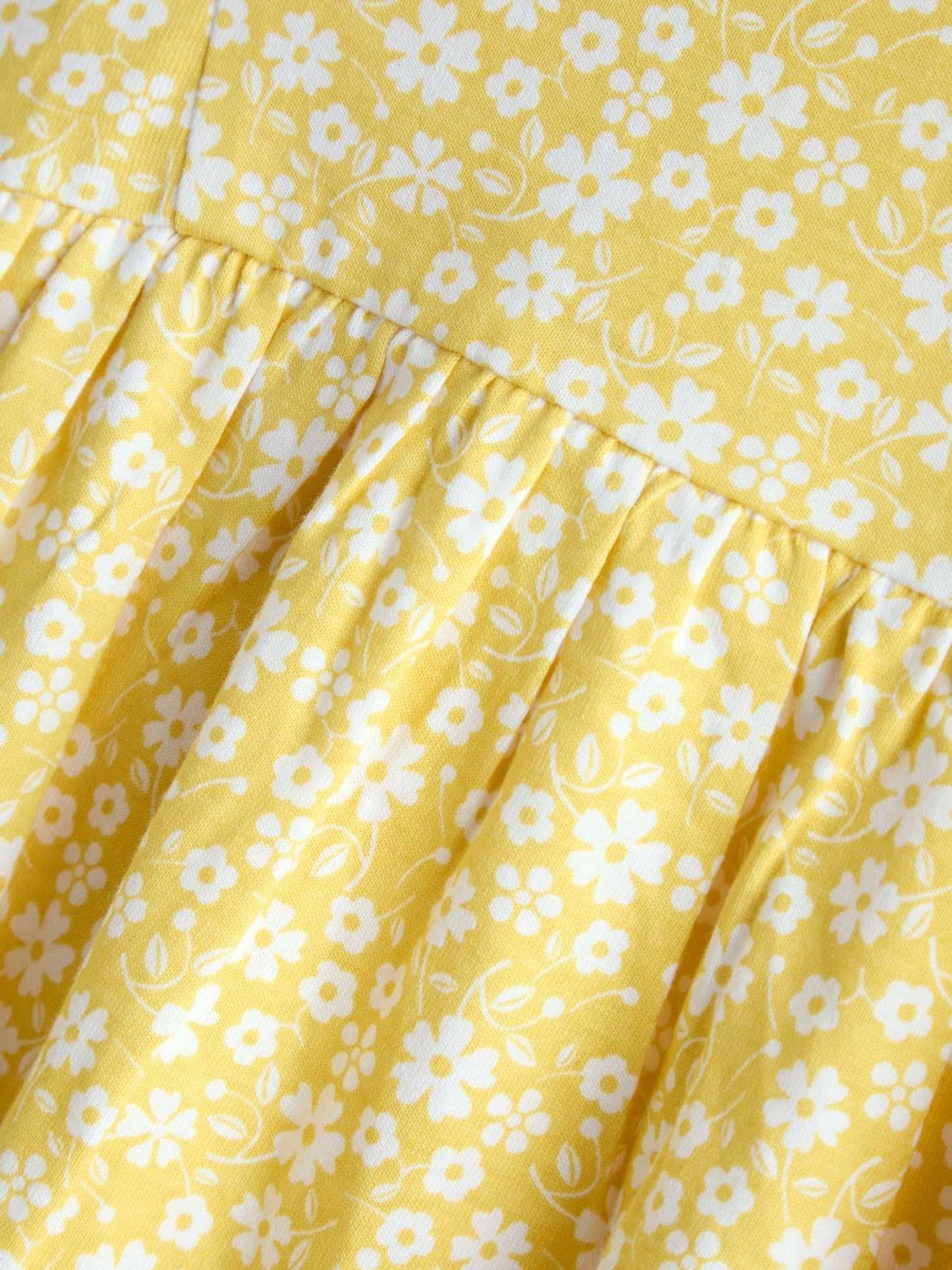 JoJo Maman Bébé Yellow Ditsy Floral Ruffle Sleeve Dress image 4