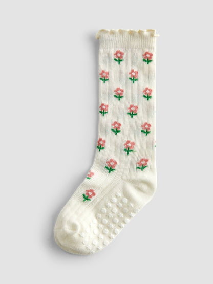 JoJo Maman Bébé Pink 2-Pack Ditsy Floral Knee High Socks image 2