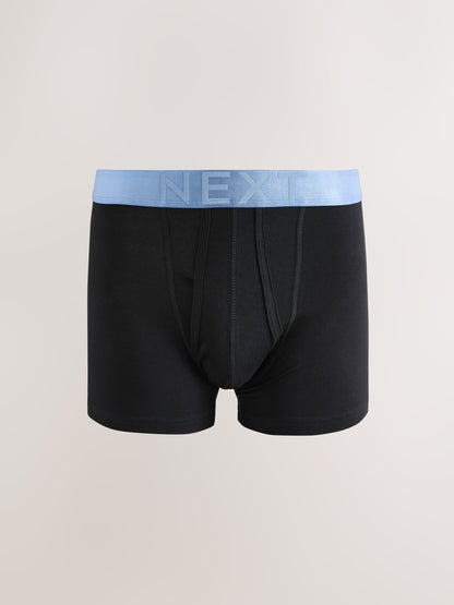 Dsiney Kidz - Black Bright Shiny Waistbands A-Front Cotton Rich Boxers 10 Pack image 4
