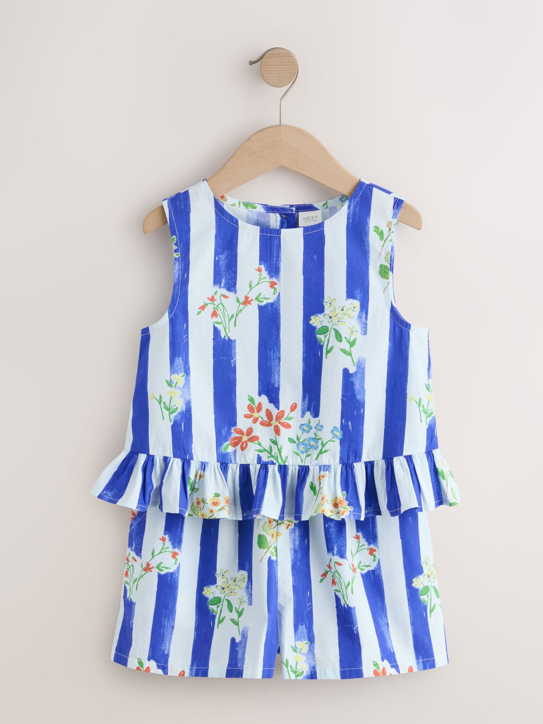 Dsiney Kidz - Blue Stripe Peplum Blouse and Shorts Set (3-16yrs) image 1