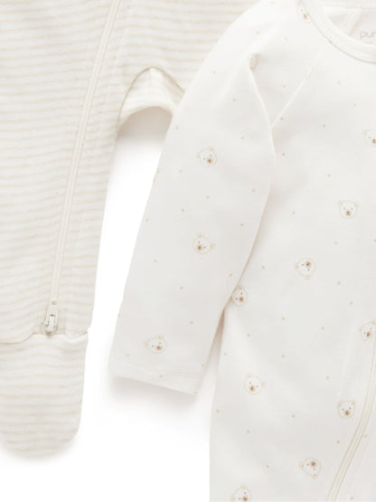 Purebaby Natural Zip Baby Sleepsuits 2 Pack image 5