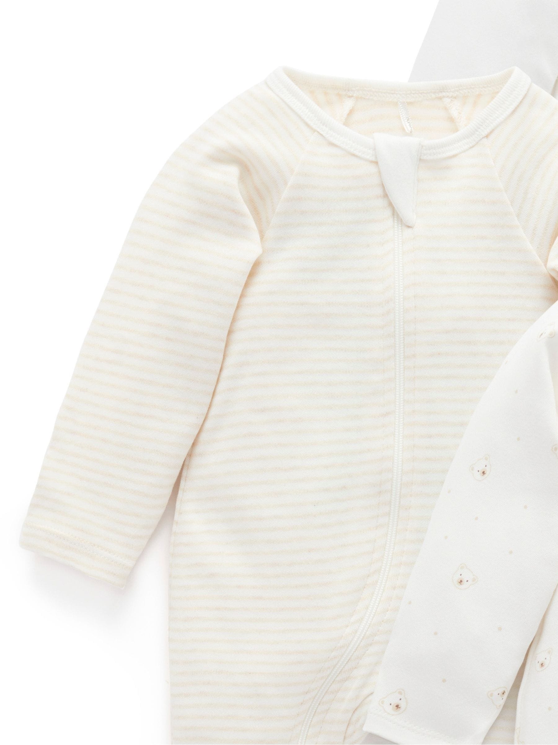 Purebaby Vanilla Bear Zip Sleepsuits 4 Pack image 3