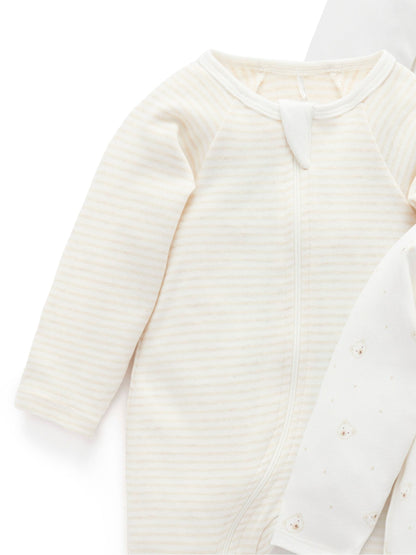 Purebaby Vanilla Bear Zip Sleepsuits 4 Pack image 3