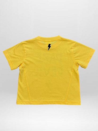 Religion Yellow Dare Devil Slogan T-Shirt With Lightning Bolt image 2