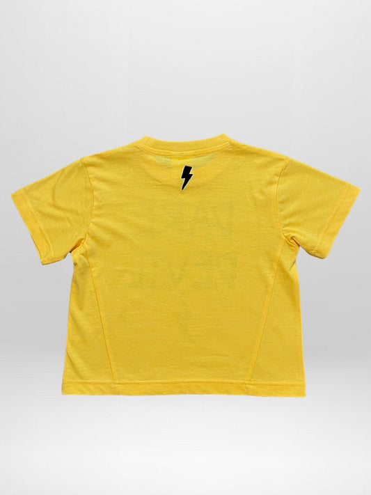 Religion Yellow Dare Devil Slogan T-Shirt With Lightning Bolt image 2
