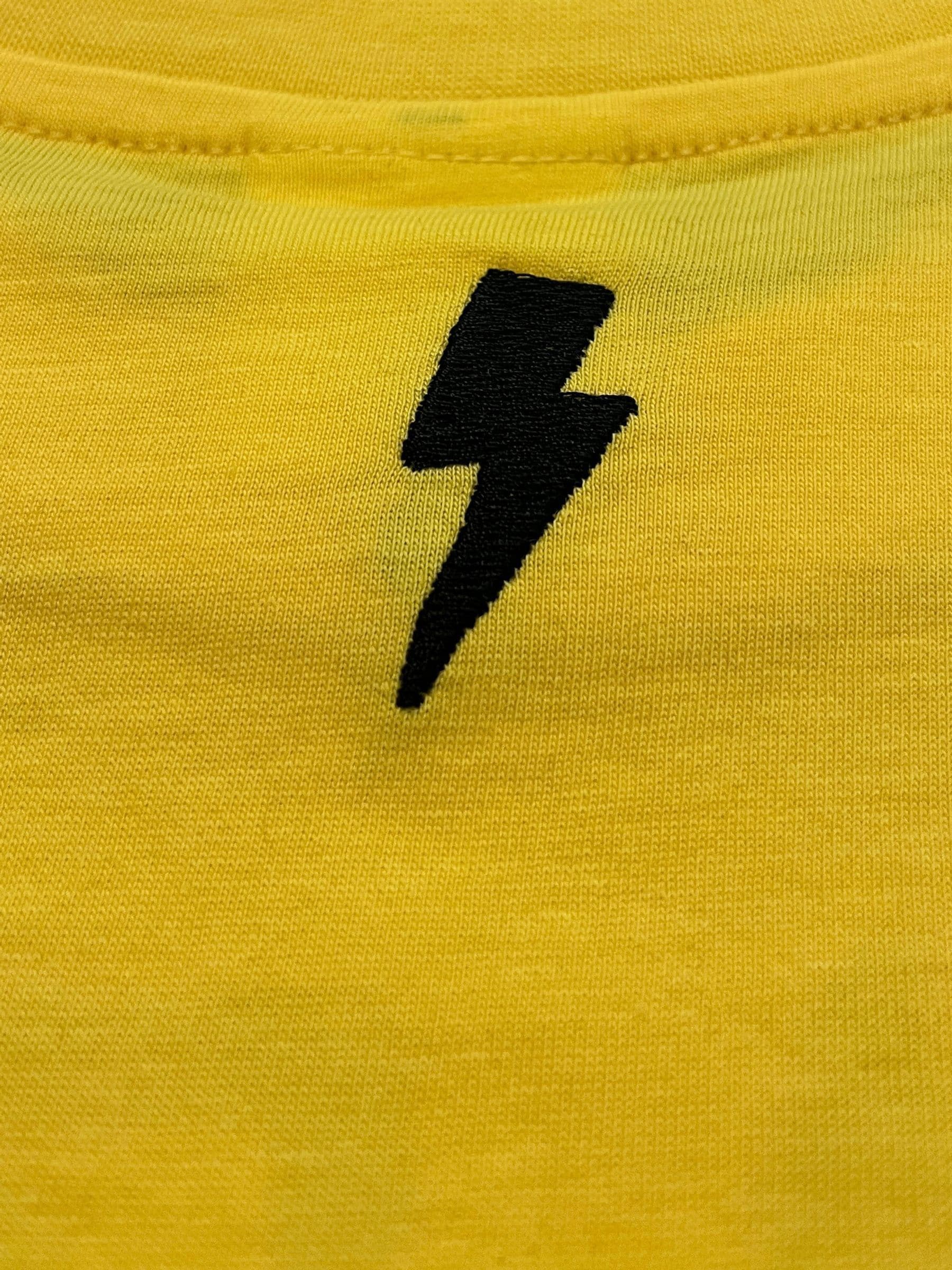 Religion Yellow Dare Devil Slogan T-Shirt With Lightning Bolt image 3