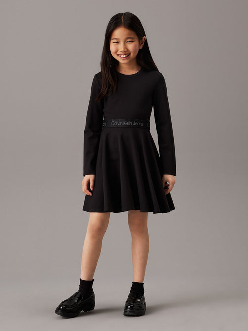 Calvin Klein Black Flared Punto Logo Dress image 1