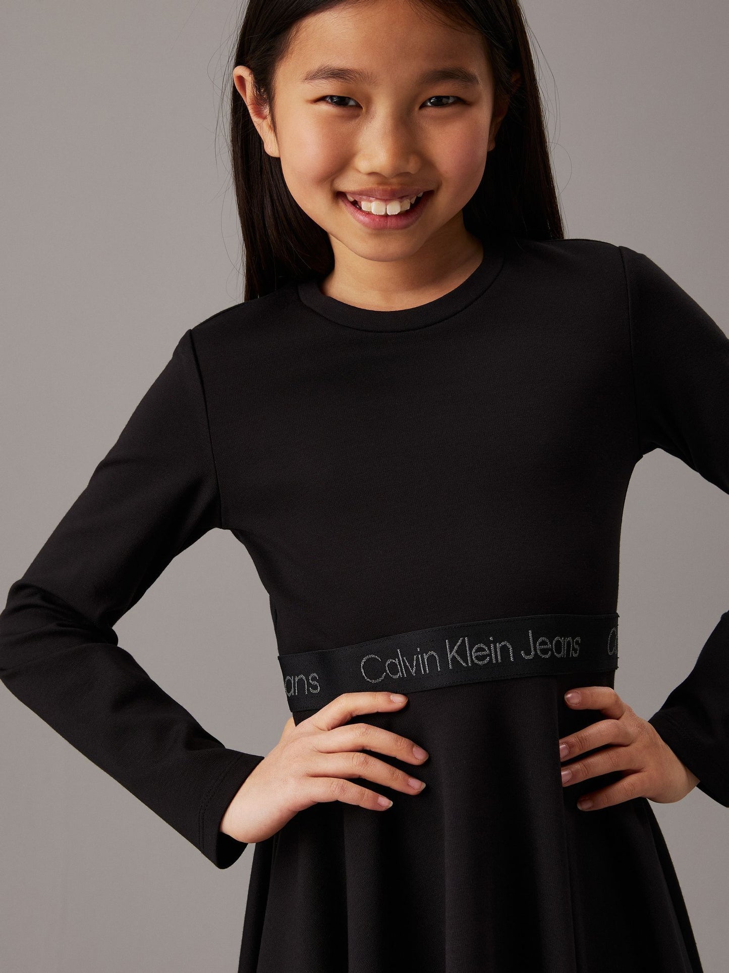 Calvin Klein Black Flared Punto Logo Dress image 4