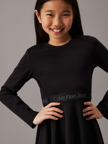 Calvin Klein Black Flared Punto Logo Dress image 4