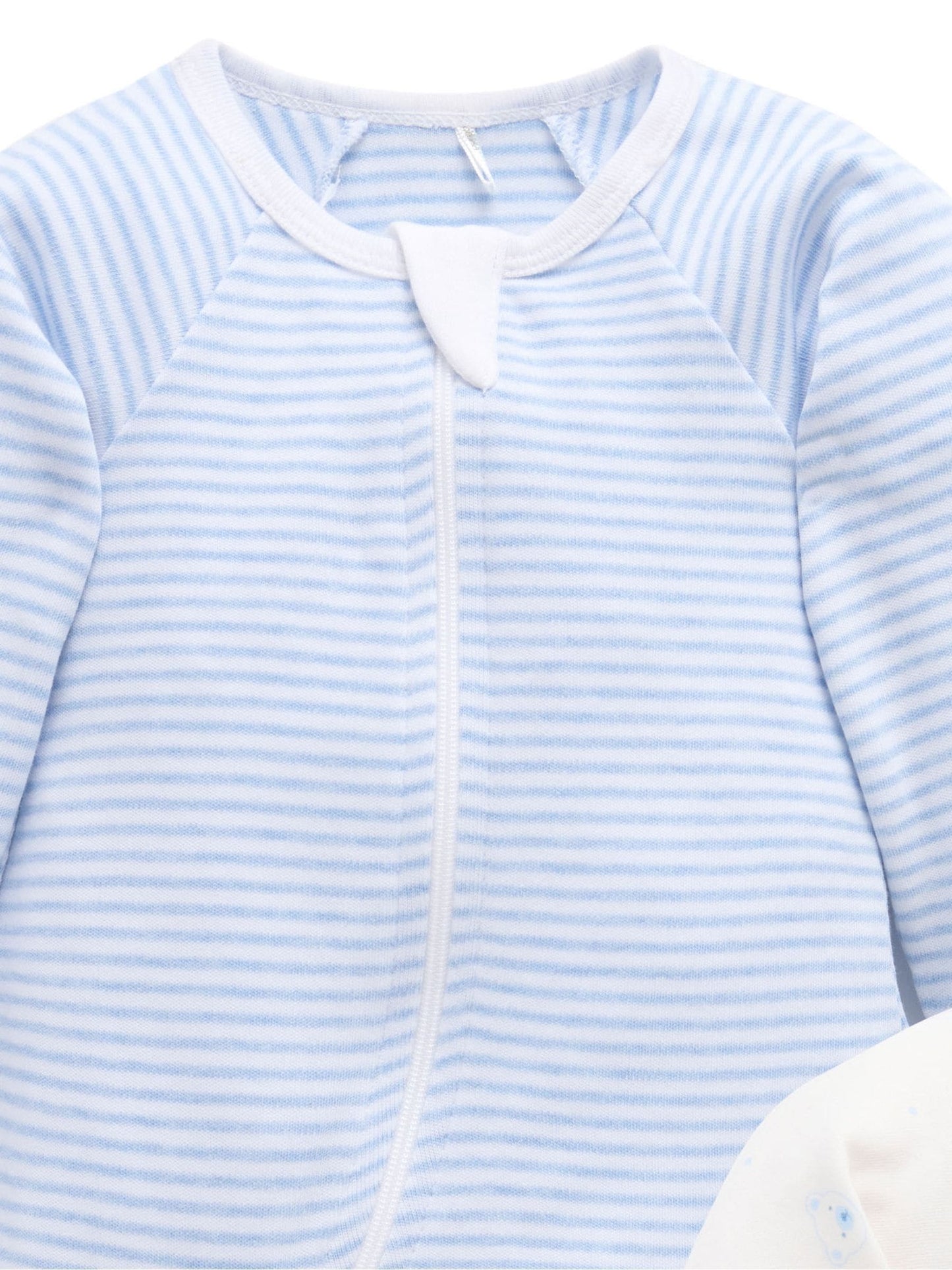 Purebaby Pale Blue Zip Baby Sleepsuits 2 Pack image 4