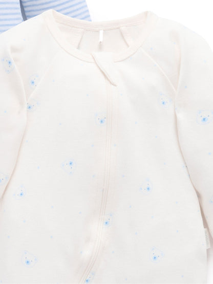 Purebaby Pale Blue Zip Baby Sleepsuits 2 Pack image 5