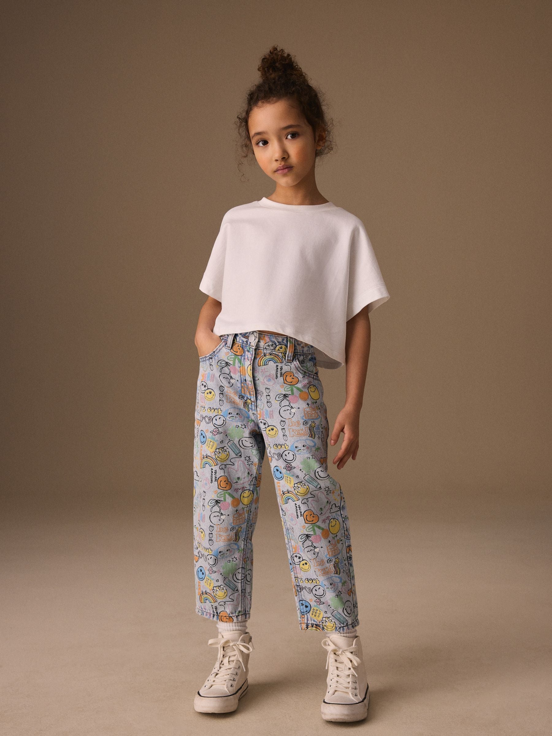 Dsiney Kidz - Smiley World Doodle Print Barrel Leg Jeans (3-16yrs) image 2