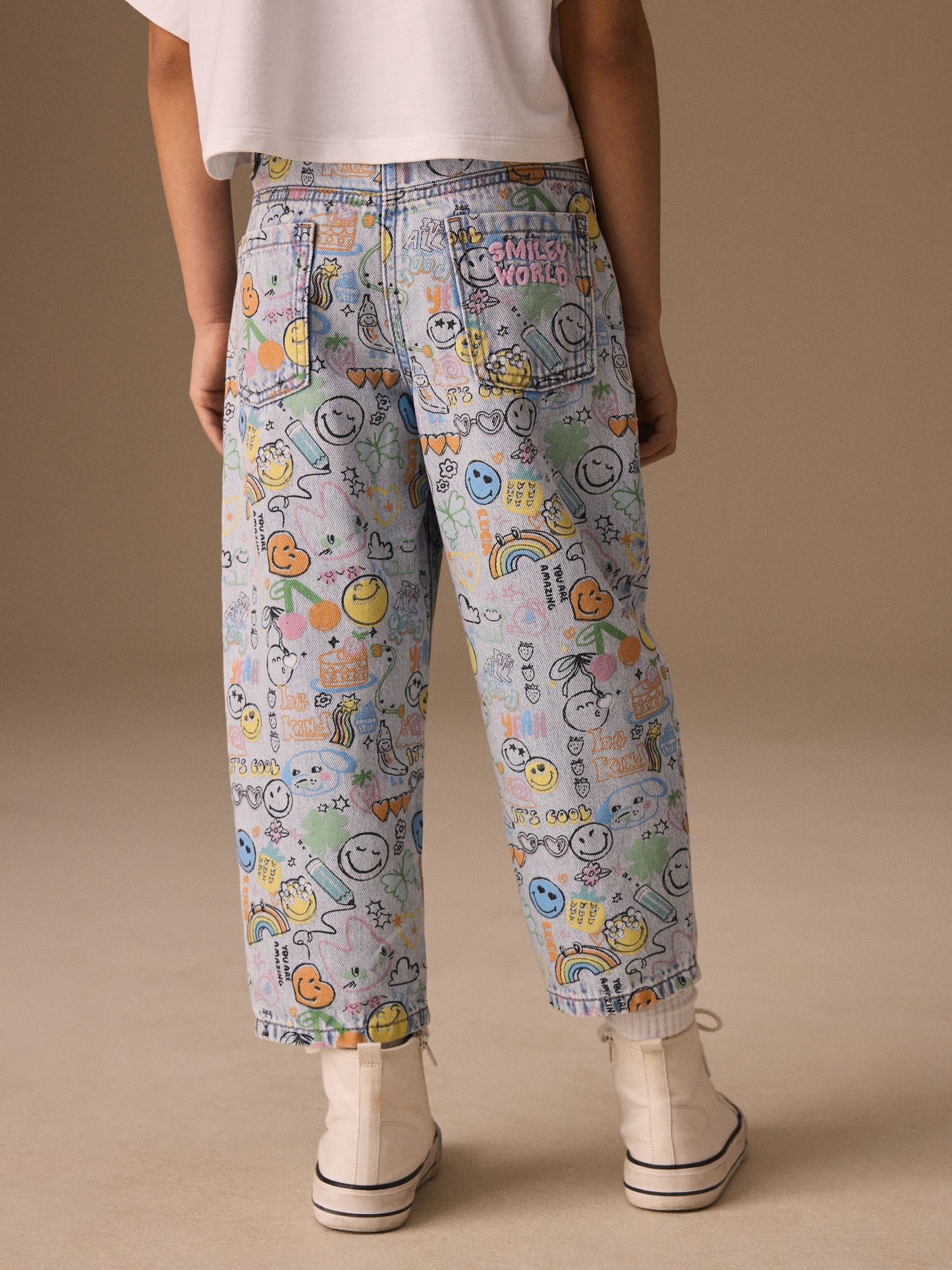 Dsiney Kidz - Smiley World Doodle Print Barrel Leg Jeans (3-16yrs) image 3