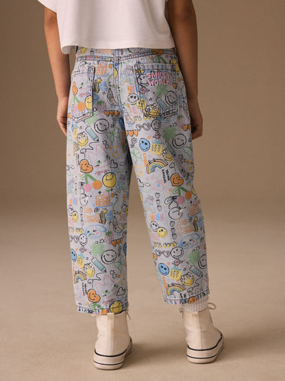Dsiney Kidz - Smiley World Doodle Print Barrel Leg Jeans (3-16yrs) image 3