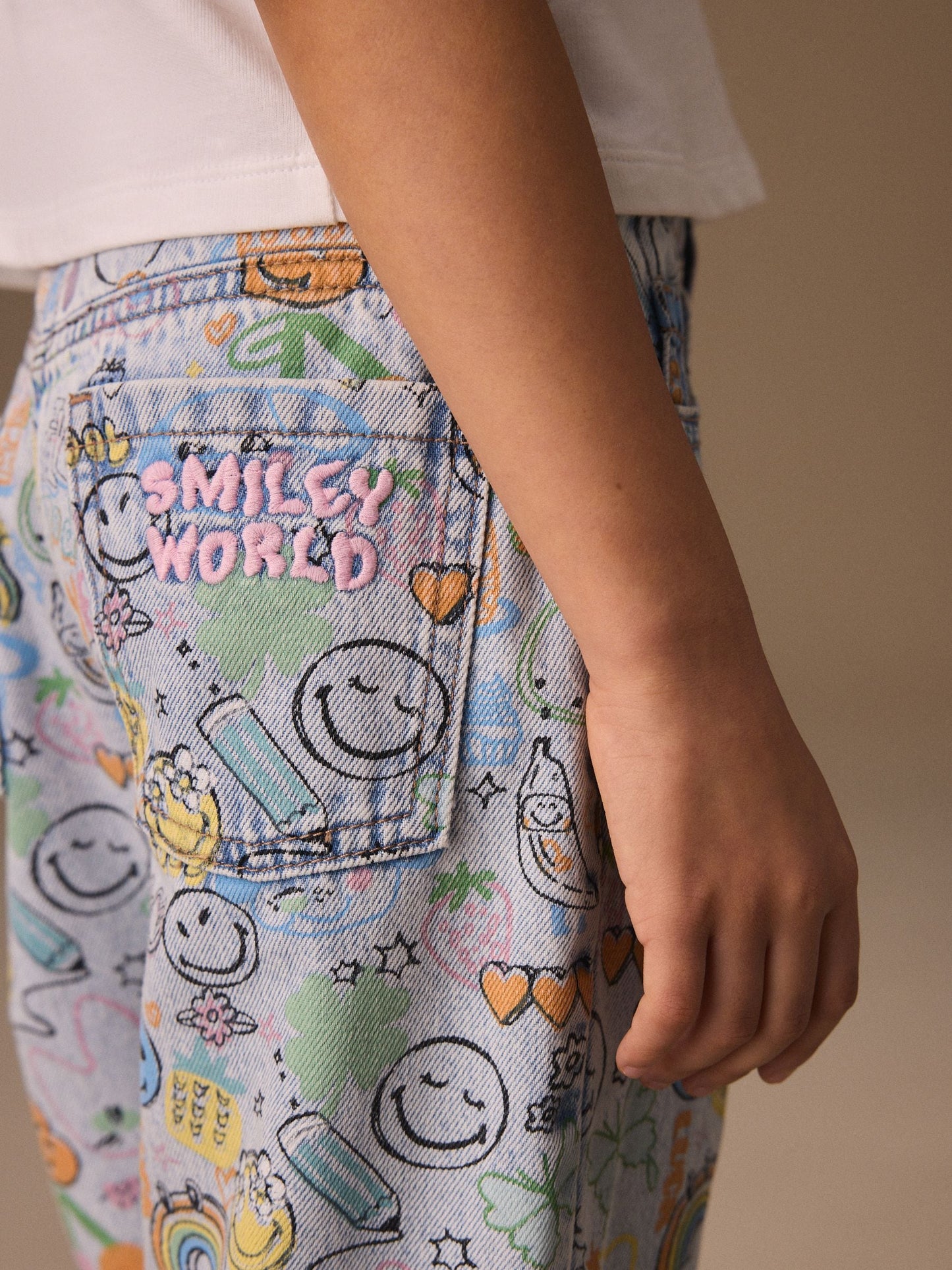 Dsiney Kidz - Smiley World Doodle Print Barrel Leg Jeans (3-16yrs) image 4
