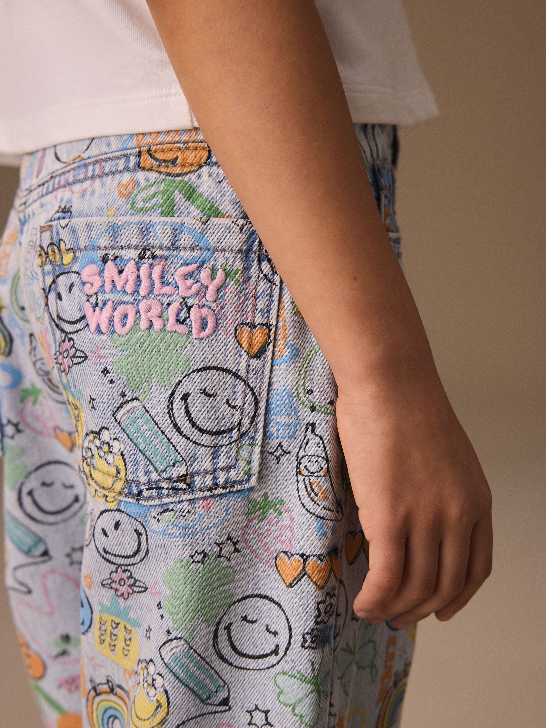 Dsiney Kidz - Smiley World Doodle Print Barrel Leg Jeans (3-16yrs) image 4
