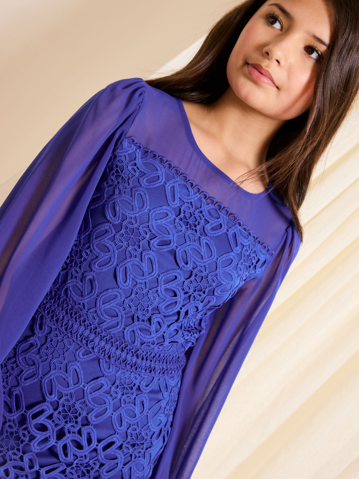 Lipsy Cobalt Blue Lace Chiffon Occasion Dress (5-16yrs) - image 2