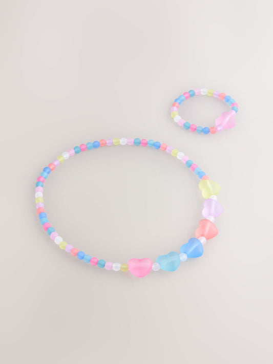 Pink Rainbow Beaded Jewellery Set image 1