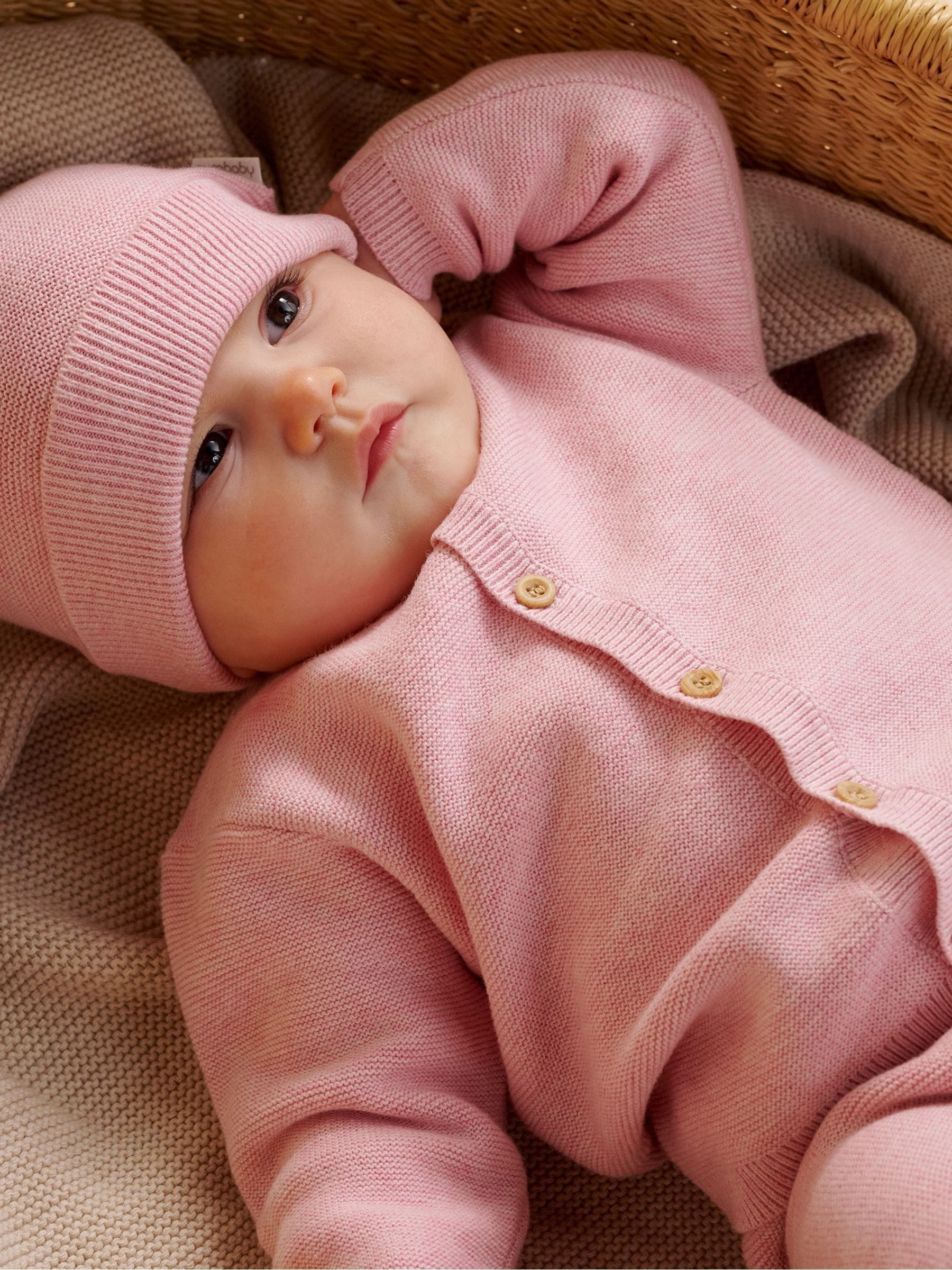 Purebaby Pink Textured Beanie image 3