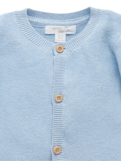 Dsiney Kidz - Purebaby Blue Textured Knit Cardigan image 2