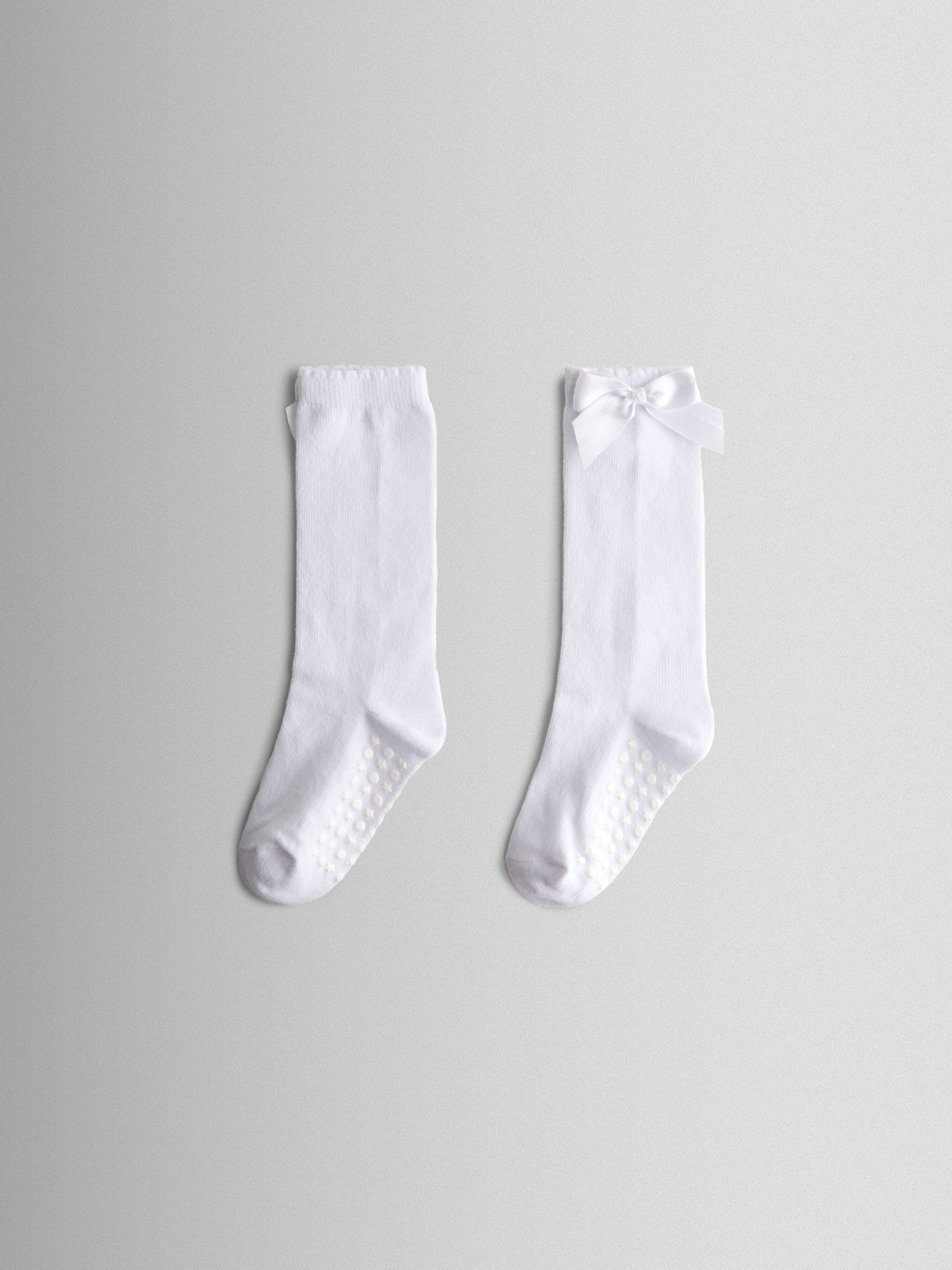 JoJo Maman Bébé Cream Bow Long Socks image 1