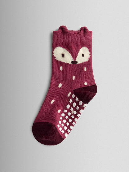 JoJo Maman Bébé Berry Pink 3-Pack Fox Socks image 3