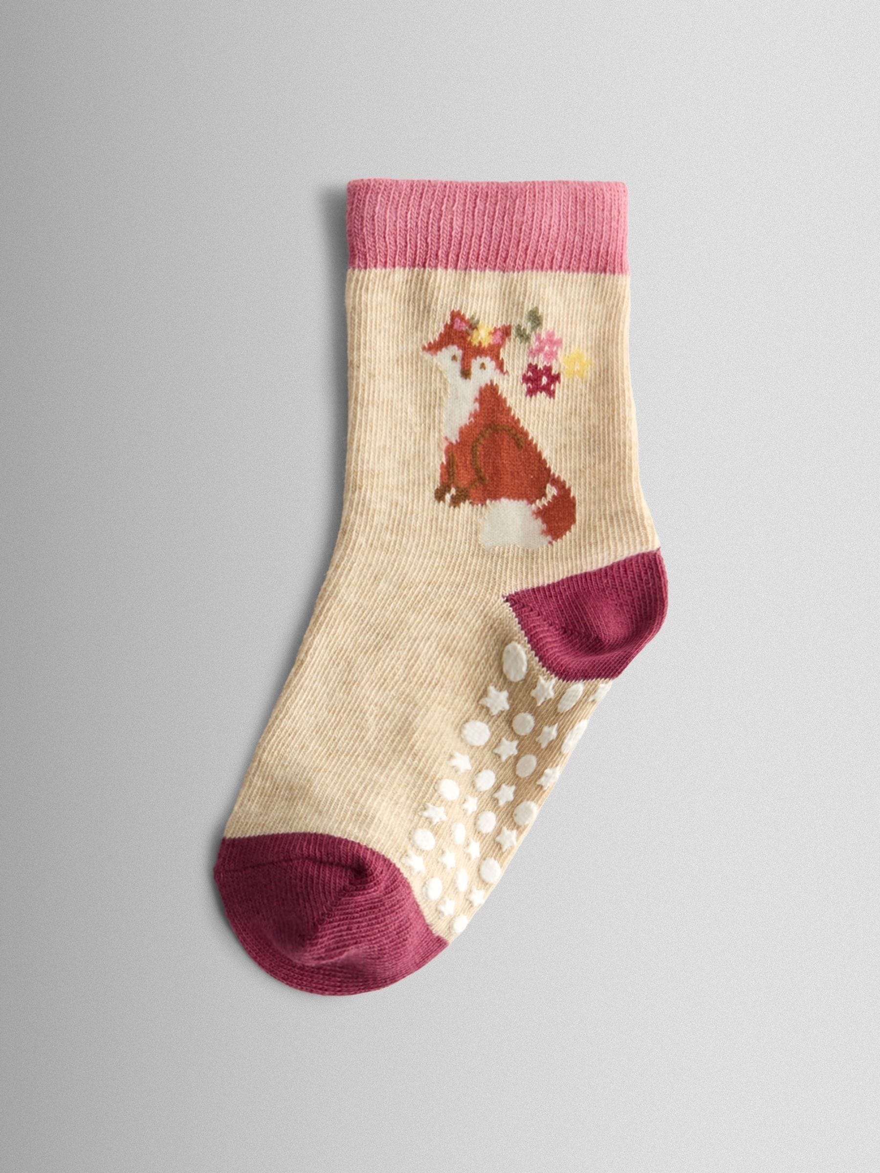 JoJo Maman Bébé Berry Pink 3-Pack Fox Socks image 4