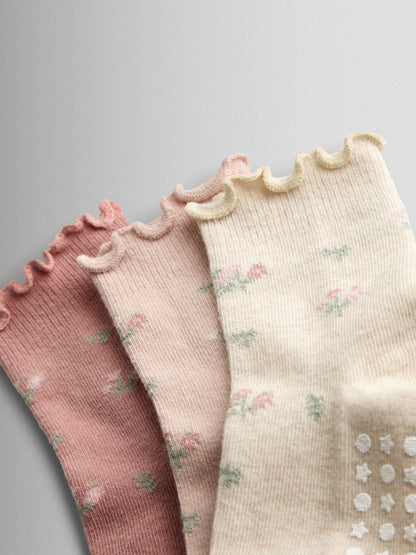 JoJo Maman Bébé Natural Floral 3-Pack Socks image 5