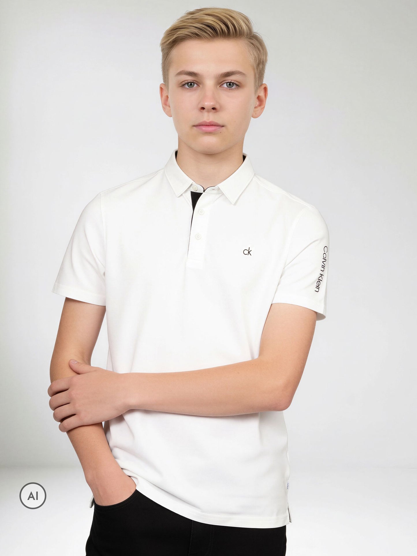 Dsiney Kidz - Calvin Klein Golf White Junior Uni Polo Shirt image 2