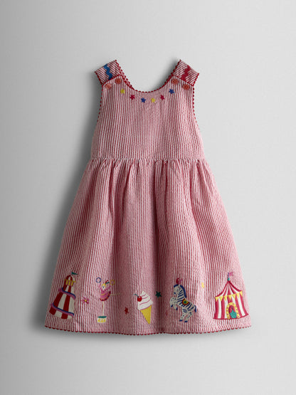 JoJo Maman Bébé Red Fairground Cross Back Appliqué Sundress image 2