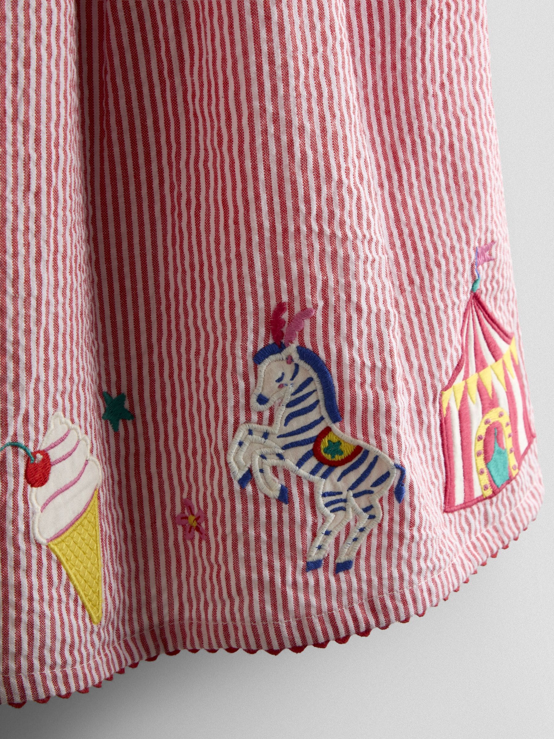 JoJo Maman Bébé Red Fairground Cross Back Appliqué Sundress image 4