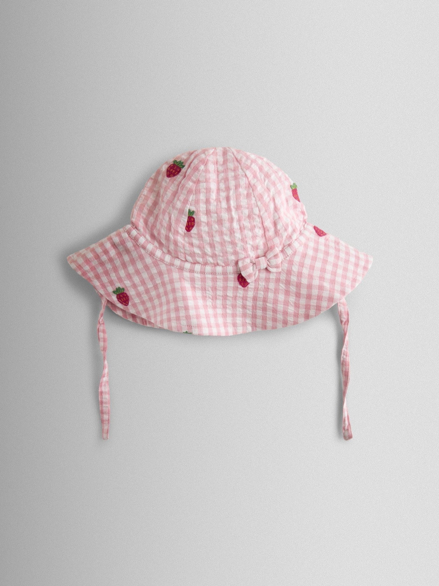 JoJo Maman Bébé Pink Strawberry Embroidered Frill Romper & Hat Set image 4