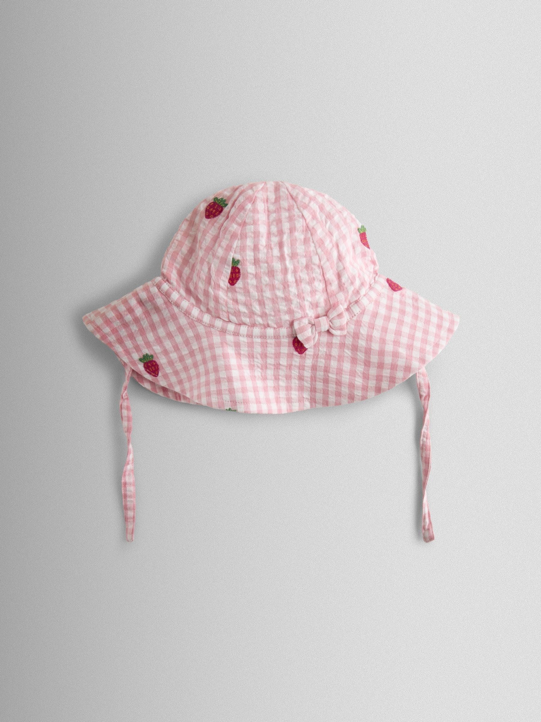 JoJo Maman Bébé Pink Strawberry Embroidered Frill Romper & Hat Set image 4