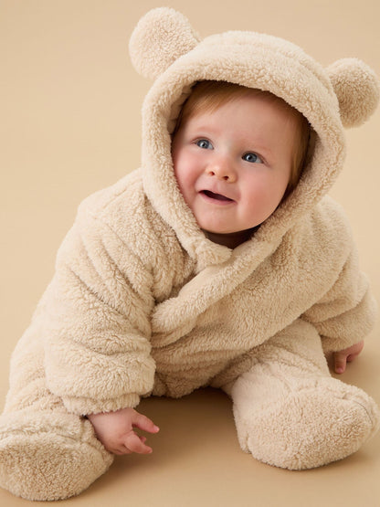 MORI Beige Faux Fur Supersoft Zip Up Pramsuit - image 2