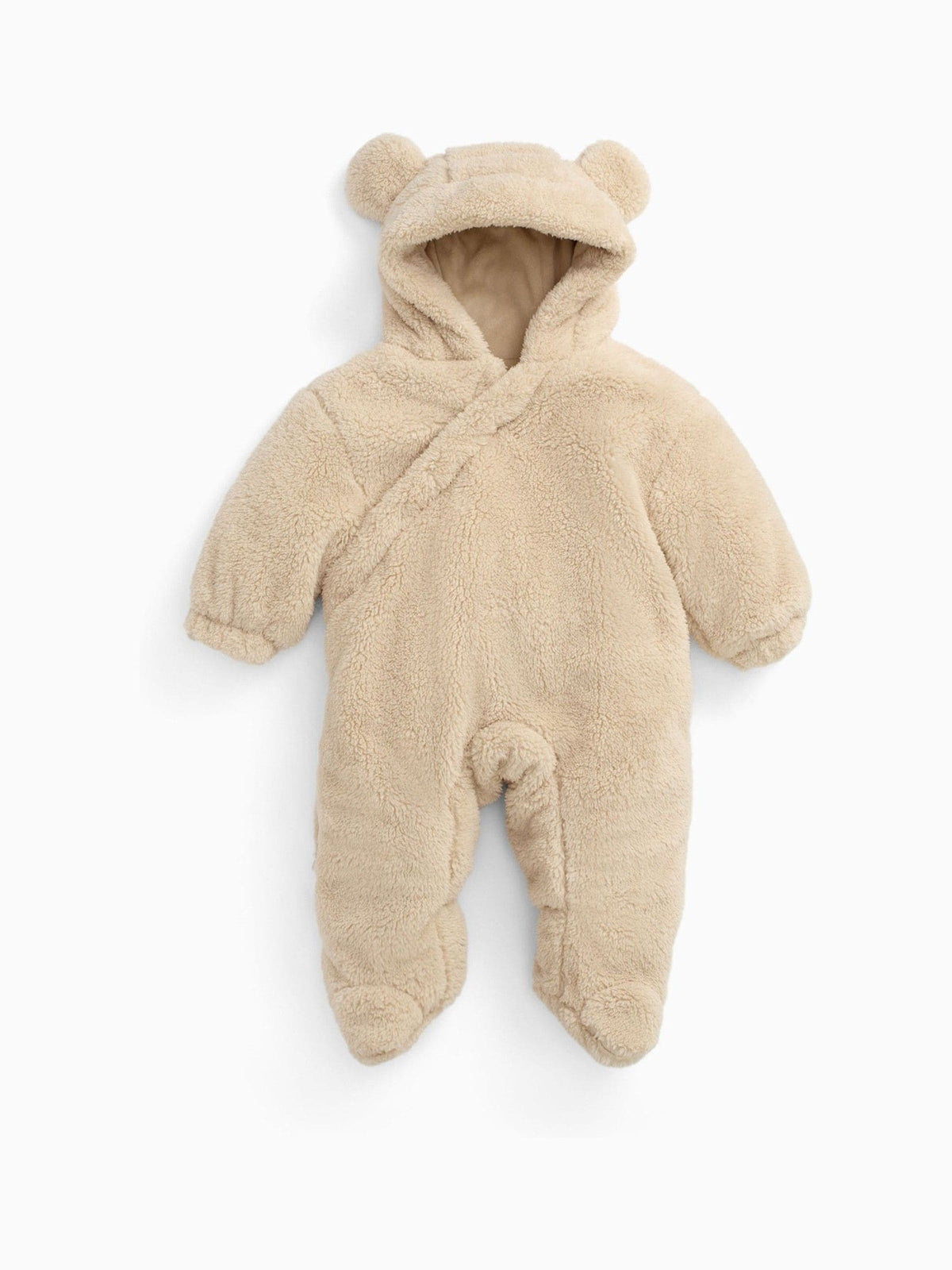 MORI Beige Faux Fur Supersoft Zip Up Pramsuit - image 4