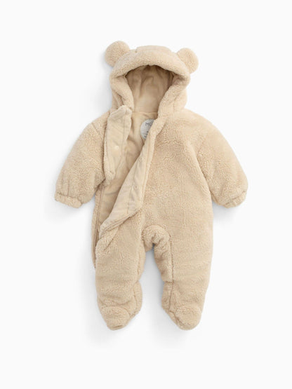 MORI Beige Faux Fur Supersoft Zip Up Pramsuit - image 5
